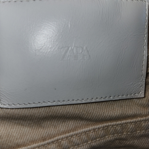 Zara Beige Raw Hem Button Front Jeans Size 4 High Rise Ankle Ecological Cotton - Picture 7 of 9